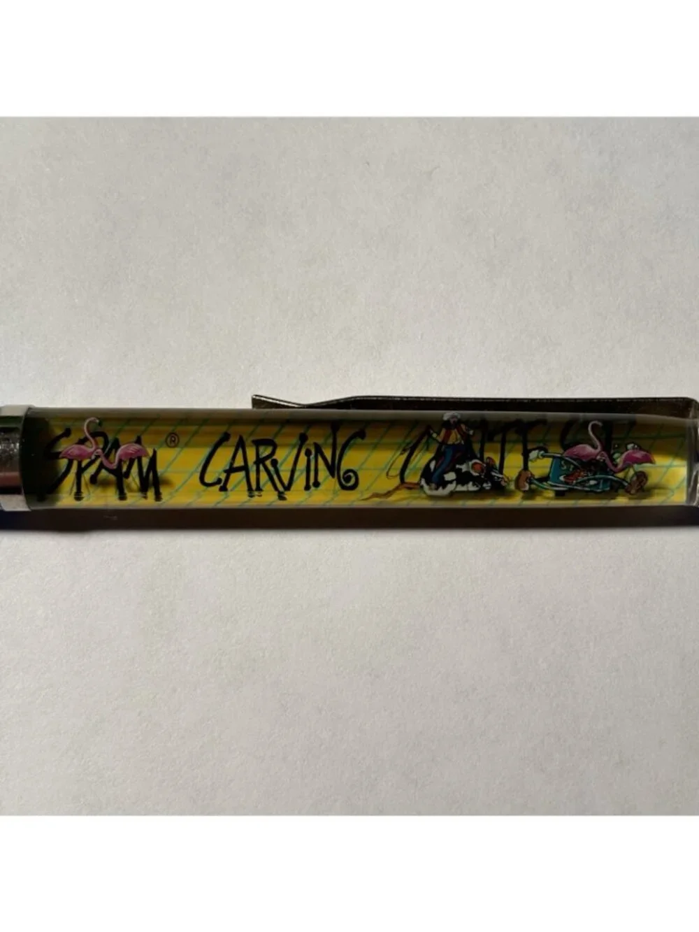 Ruby Montana's Spam Carving Contest Floaty Pen Seattle Kitsch Souvenir Shop Vtg